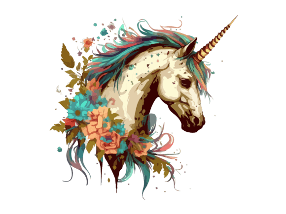 Download Watercolor Floral Unicorn Vector Clipart - Premium Resources