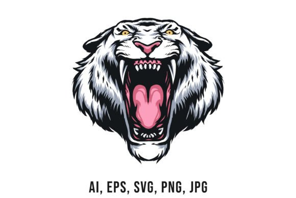 Download White Tiger Head Vector Mascot - White Collection