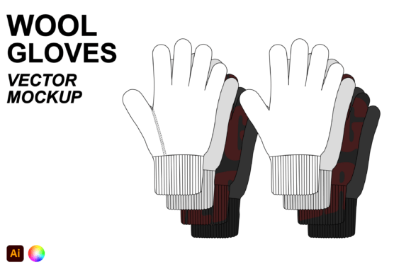 Download Wool Gloves Flat Vector Mockup - Wool Collection