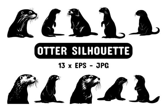 Download Otter Silhouette Set Collection Bundle - Set collection bundle Collection