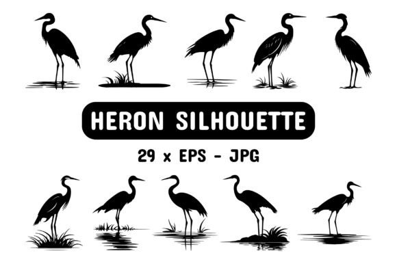 Download Heron Silhouette Set Collection Bundle - Set collection bundle Collection